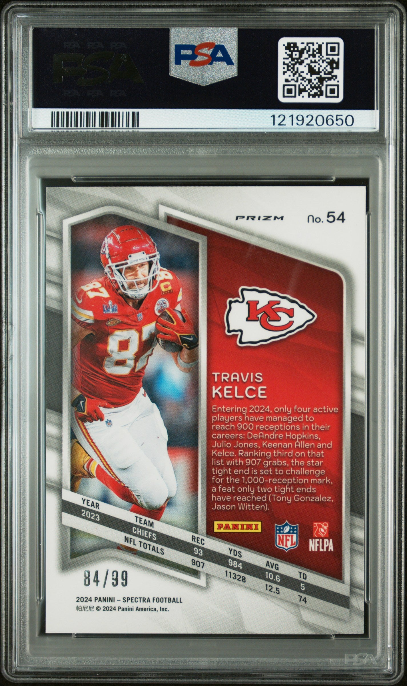 2024 Panini Spectra Celestial Travis Kelce #54 /99 PSA 10