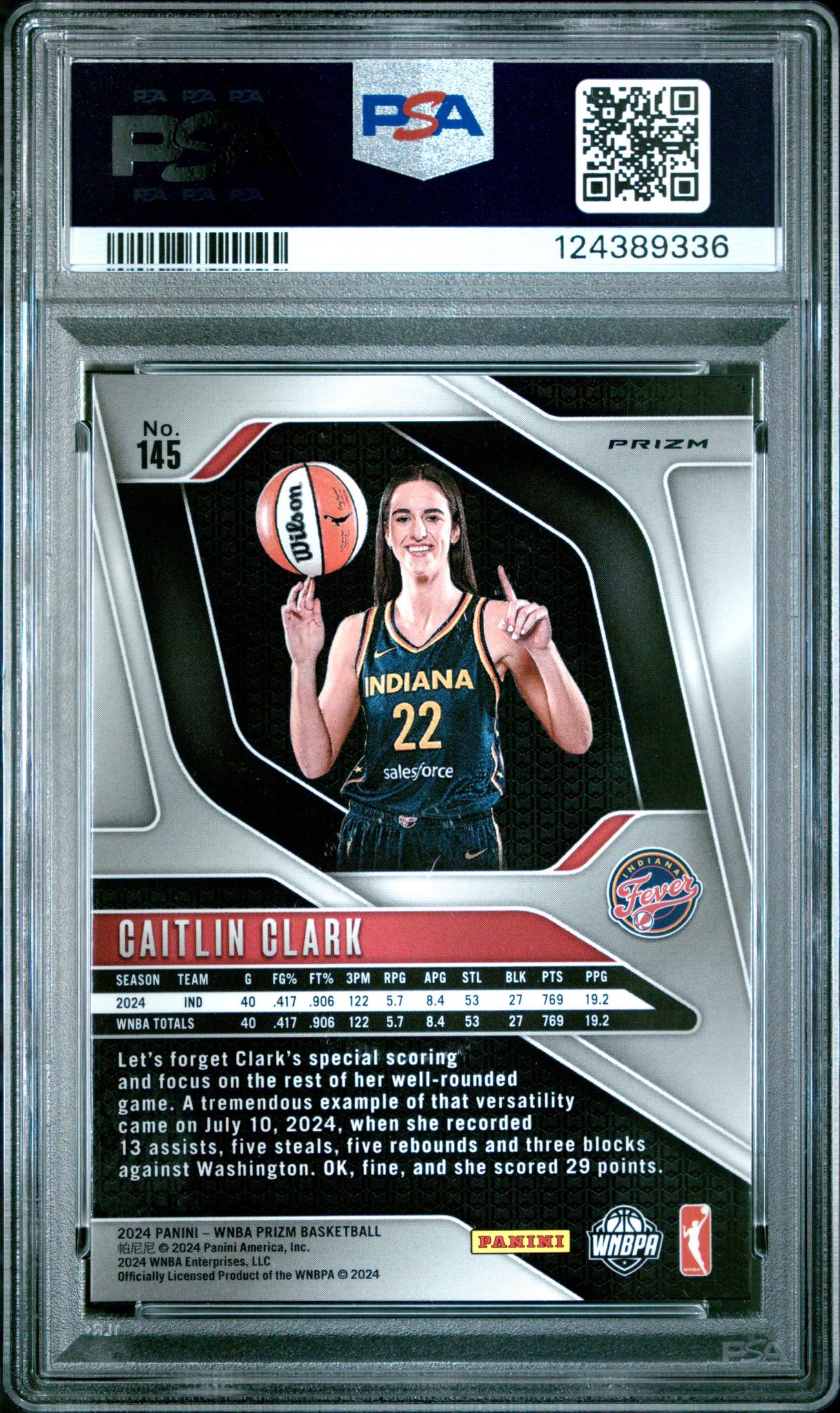 2024 Panini Prizm WNBA Silver Prizm Caitlin Clark #145 PSA 6
