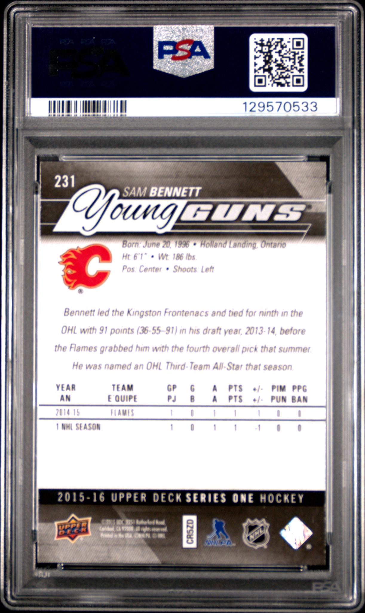 2015 Upper Deck Young Guns Sam Bennett #231 PSA 9