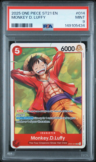 One Piece Card Game Monkey D. Luffy #ST21-014 The Four Emperors/Straw Hat Crew PSA 9