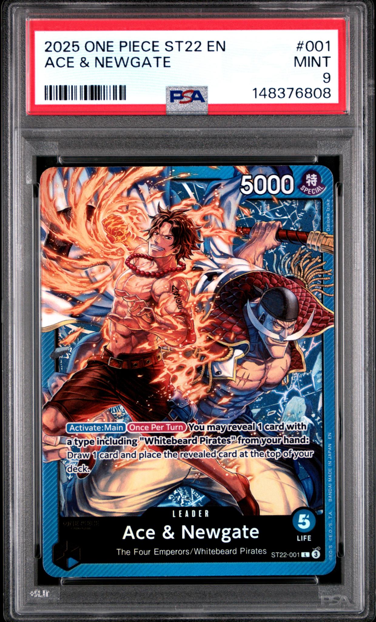 2025 One Piece Starter Deck St22-Ace & Newgate Ace Newgate #001 PSA 9