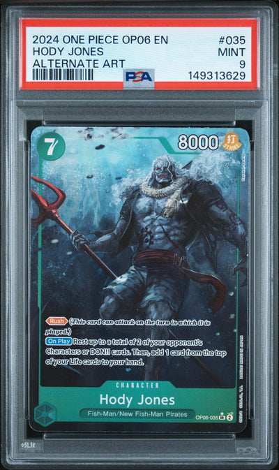 One Piece Card Game Hody Jones OP06-035 Alternate Art PSA 9