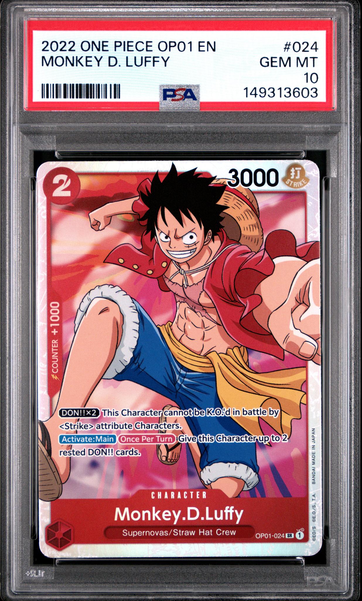 2022 One Piece Romance Dawn Monkey D. Luffy #OP01-024 PSA 10