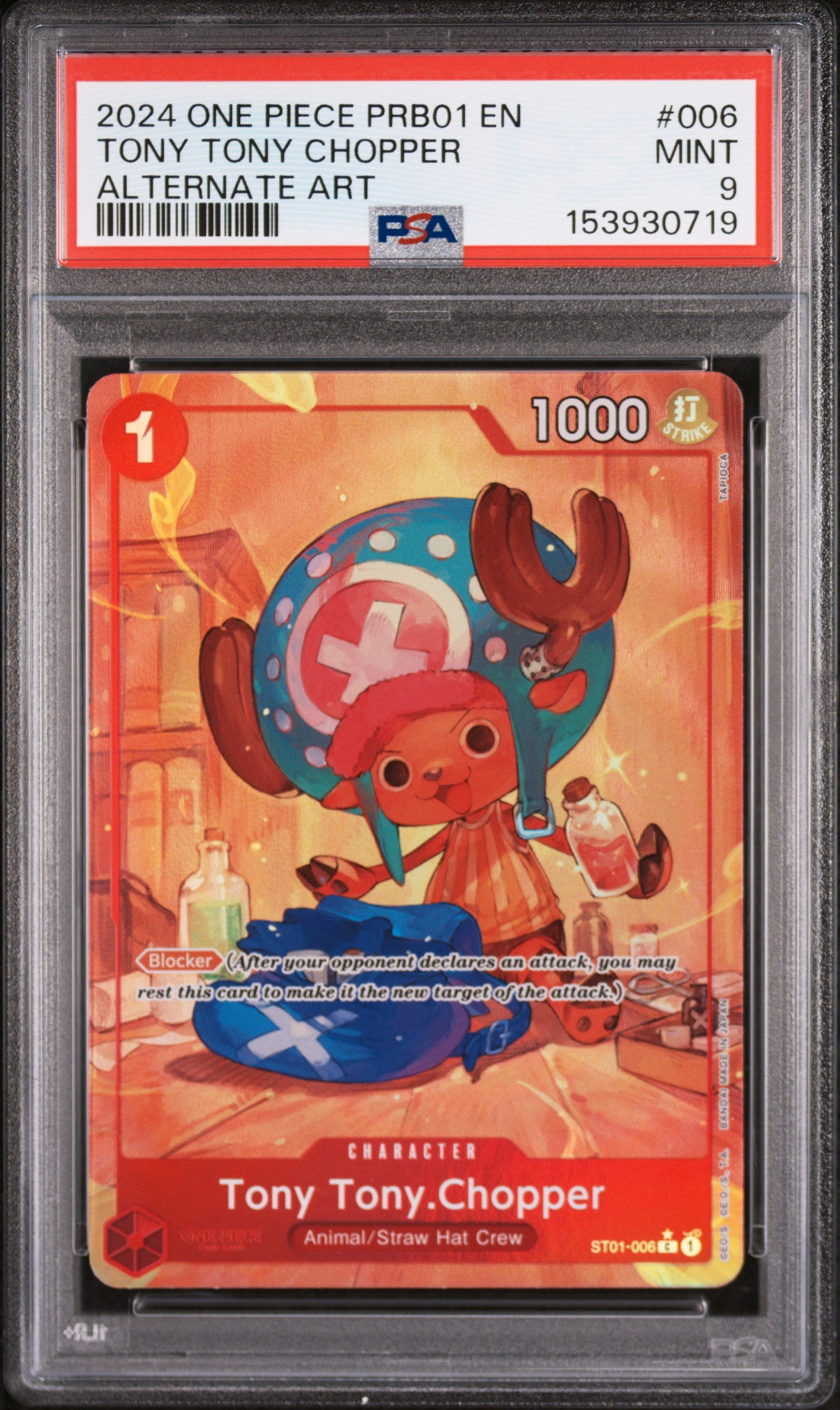 2024 One Piece One Piece Card the Best Premium Booster Tony Tony Chopper #ST01006 PSA 9