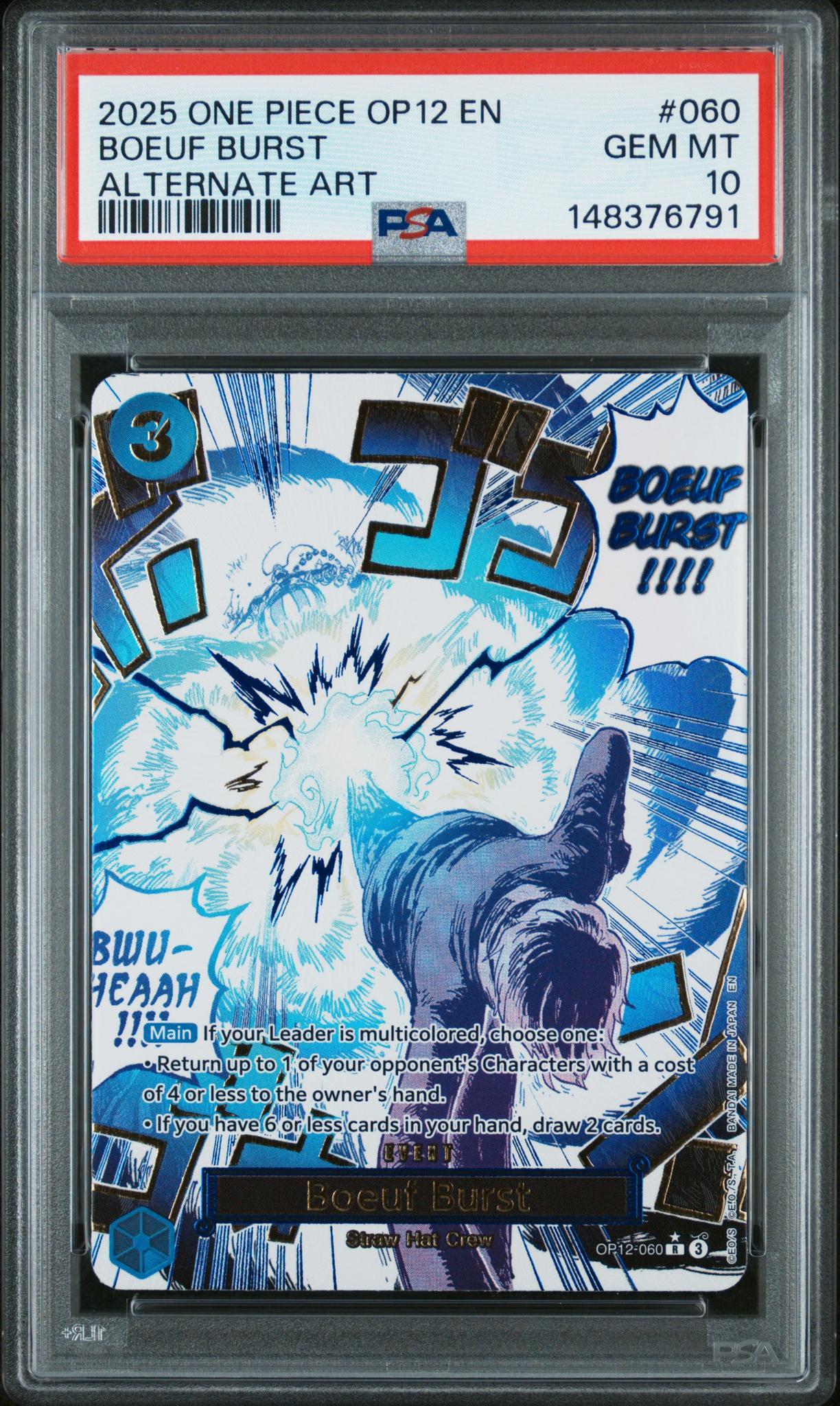 2025 One Piece Legacy of the Master Alternate Art Boeuf Burst #OP12-060 PSA 10