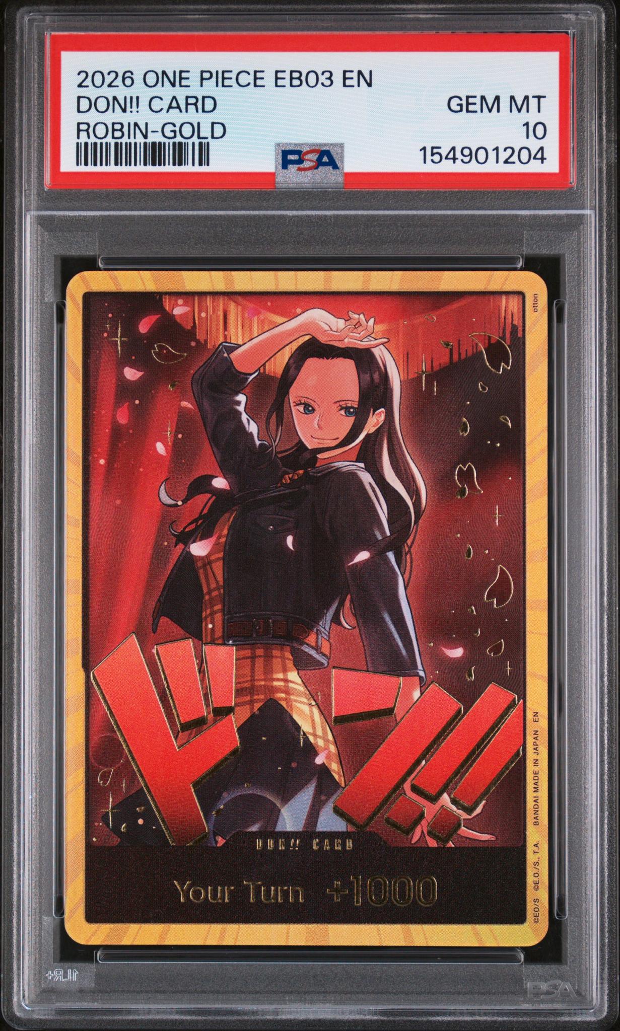 2026 One Piece Eb03-Extra Booster -One Piece Heroines Edition- Nico Robin-Gold Don Card PSA 10