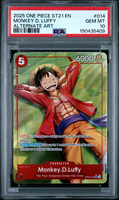 One Piece Card Game Monkey D. Luffy #014 Alternate Art PSA 10