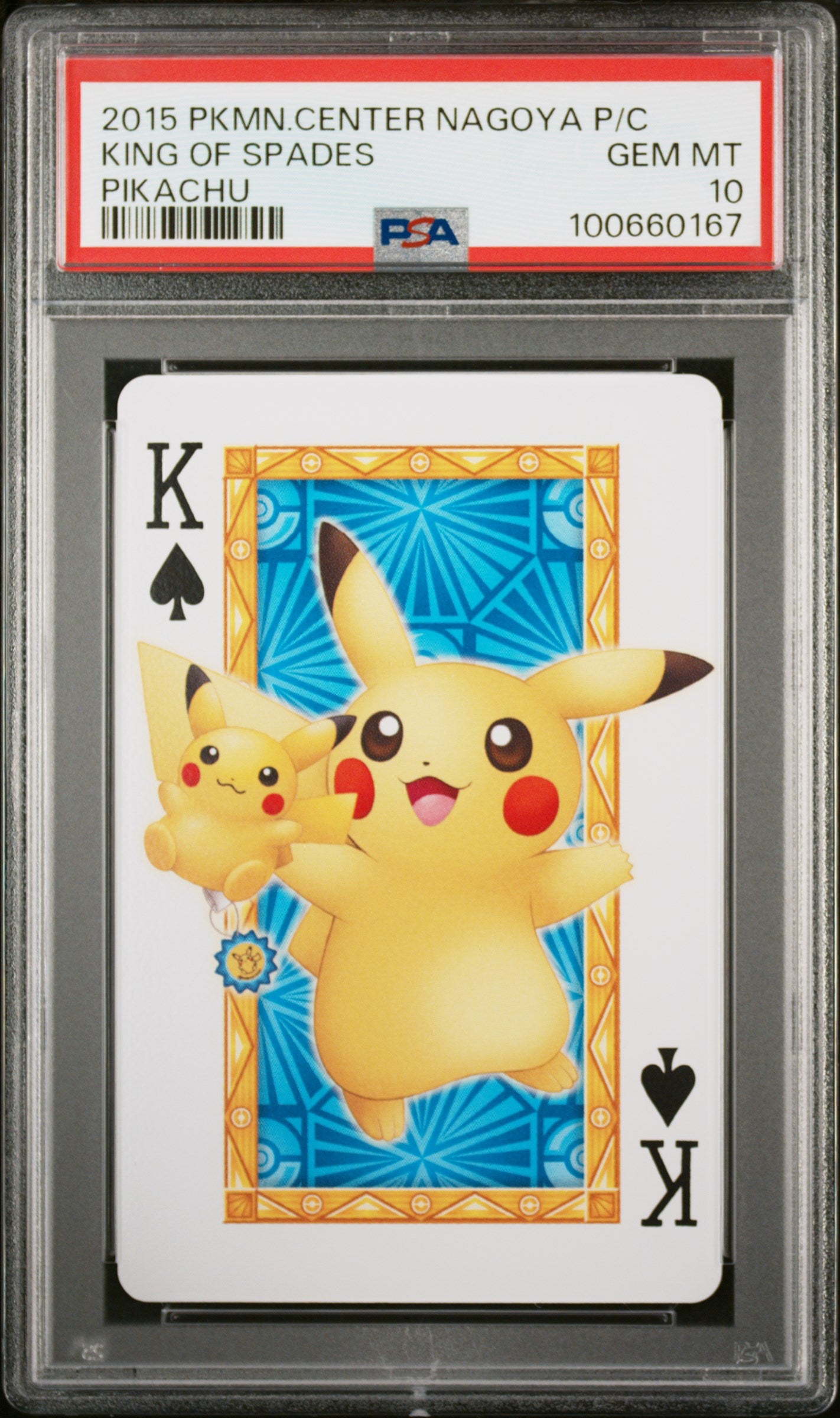 2013 Pokemon Center Nagoya Playing Cards Pikachu King of Spades PSA 10