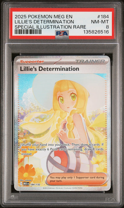 Pokémon MEG EN Lillie's Determination #184 Special Illustration Rare PSA 8