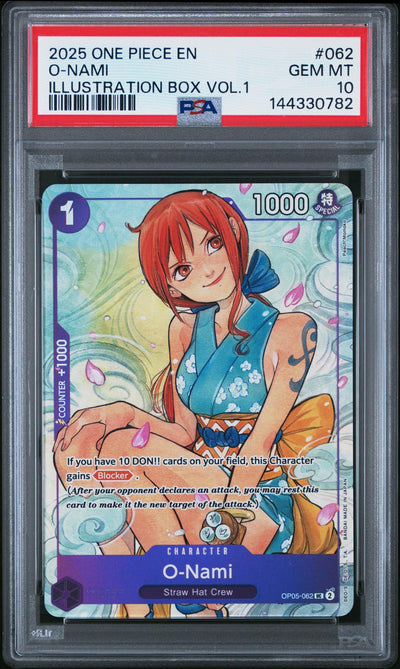 One Piece Card Game O-Nami OP05-062 Illustration Box Vol.1 PSA 10