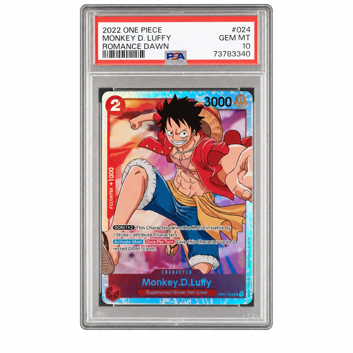 2022 One Piece Romance Dawn Monkey D. Luffy #OP01-024 PSA 10