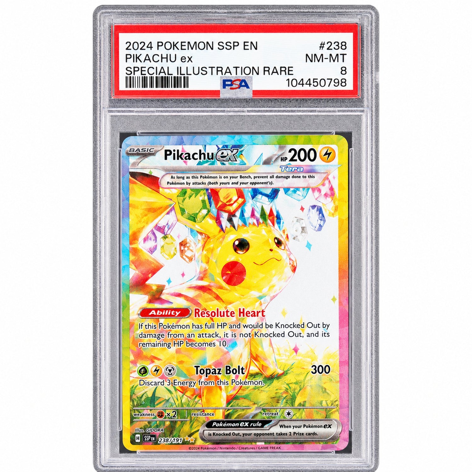 2024 Pokemon Scarlet and Violet Surging Sparks Special Illustration Rare Pikachu Ex #238 PSA 8