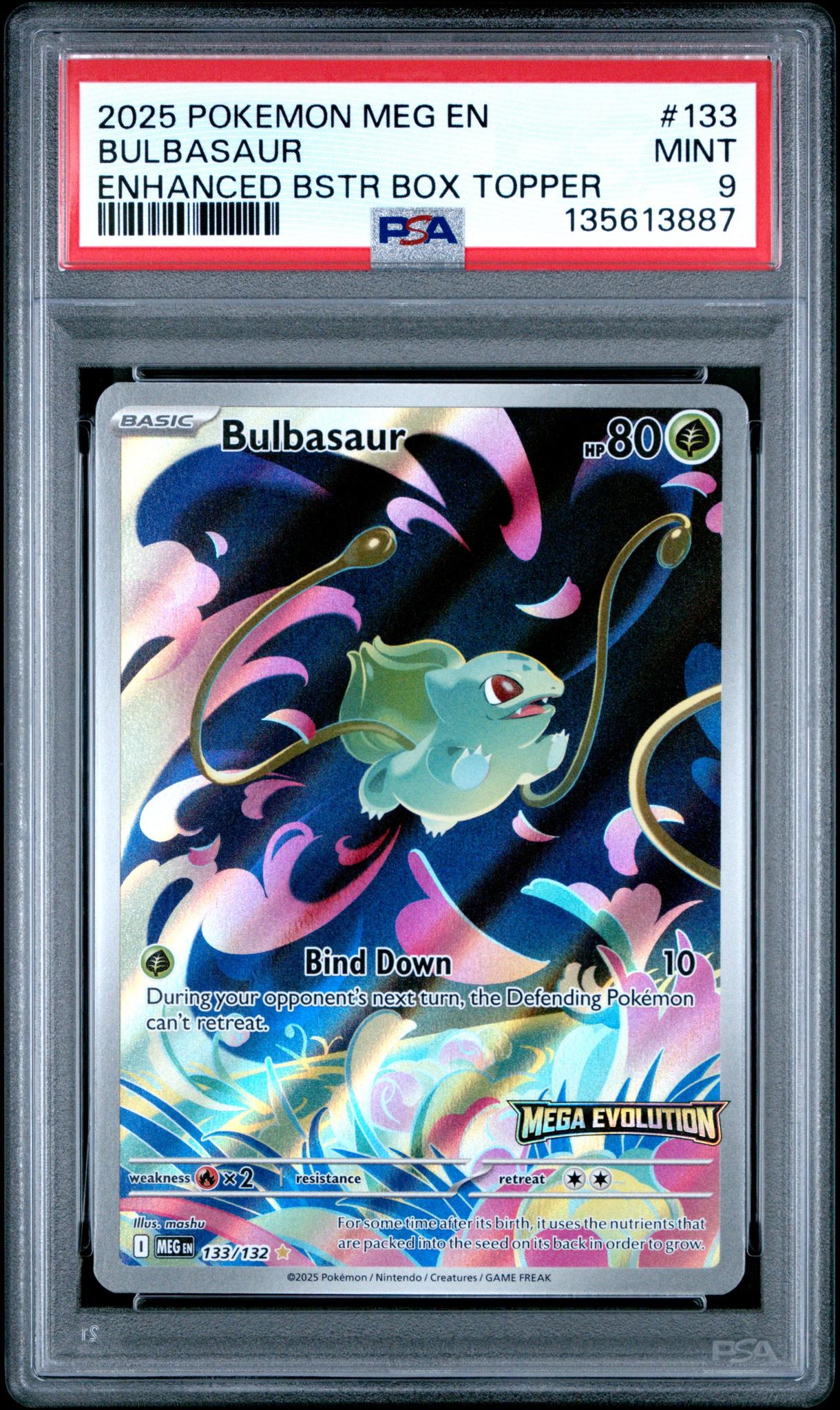 2025 Pokemon TCG Mega Evolution Bulbasaur #133 /132 PSA 9