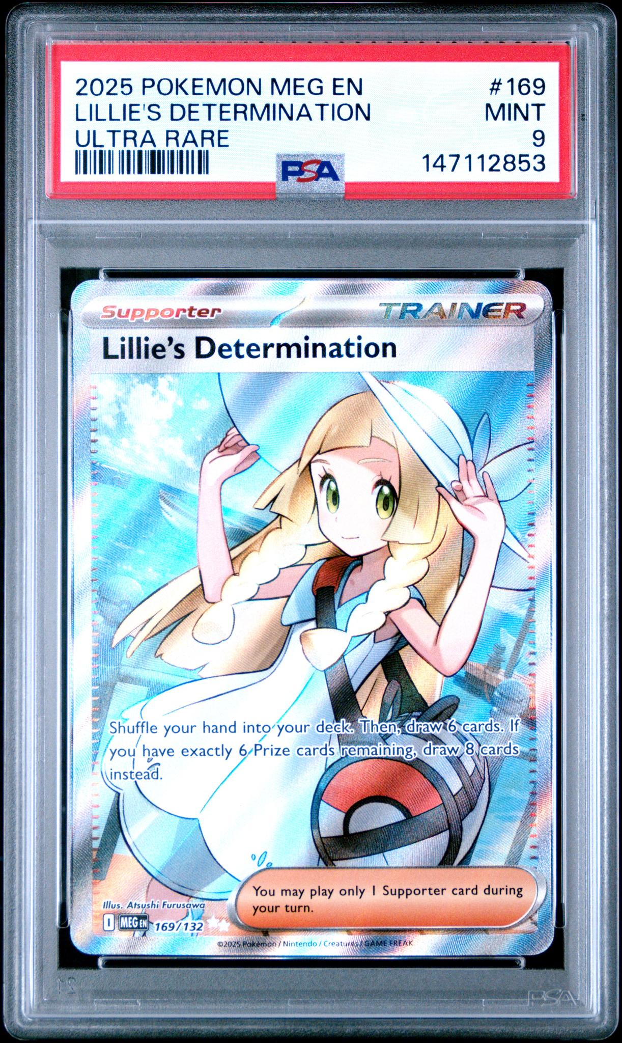 2025 Pokemon Mega Evolution Ultra Rare Lillie's Determination #169 PSA 9