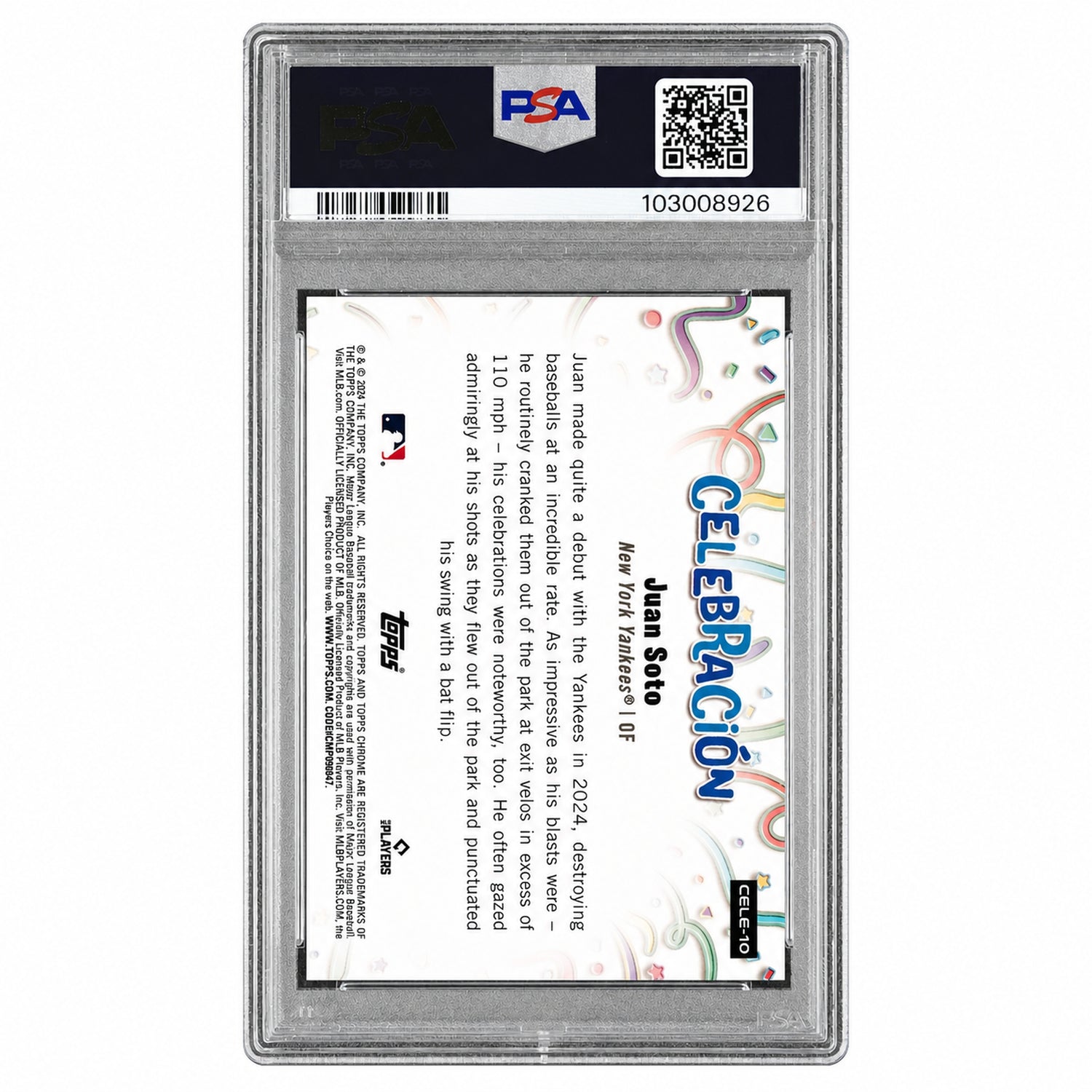 2024 Topps Chrome Update Celebracion Gold Refractor Juan Soto #10 /50 PSA 9