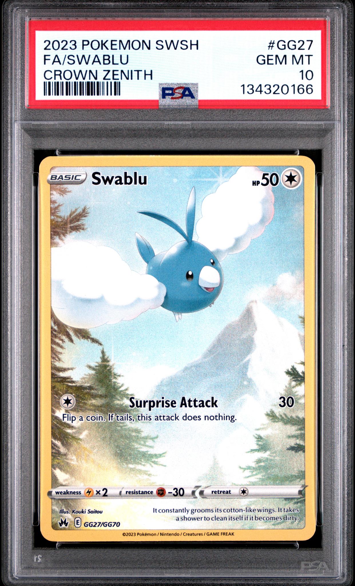 2023 Pokemon Sword and Shield Crown Zenith Galarian Gallery Swablu #GG27 PSA 10