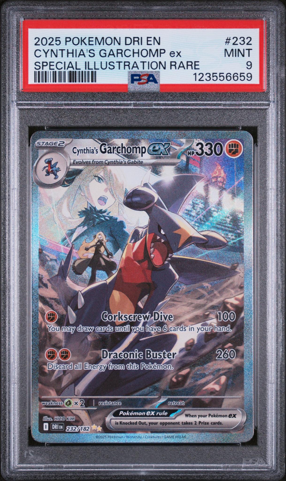 2025 Pokemon Scarlet and Violet Destined Rivals Special Illustration Rare Cynthia's Garchomp Ex #232 PSA 9