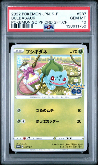 Pokémon 2022 Bulbasaur #287/S-P Pokémon GO PR CRD GFT CP PSA 10
