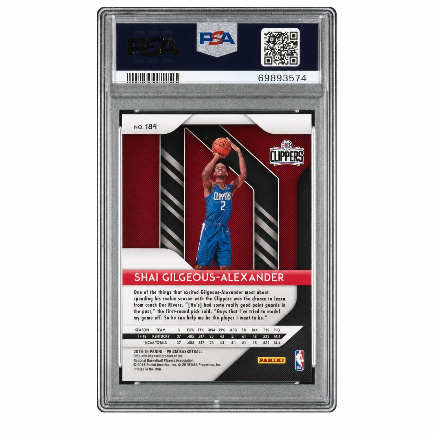 2018 Panini Prizm Shai Gilgeous-Alexander #184 PSA 9