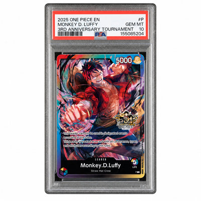 One Piece Card Game Monkey D. Luffy #P 3rd Anniversary Tournament PSA 10