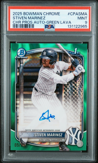 2025 Bowman Chrome Stiven Marinez #CPASMA Green Lava Auto /99 PSA 9