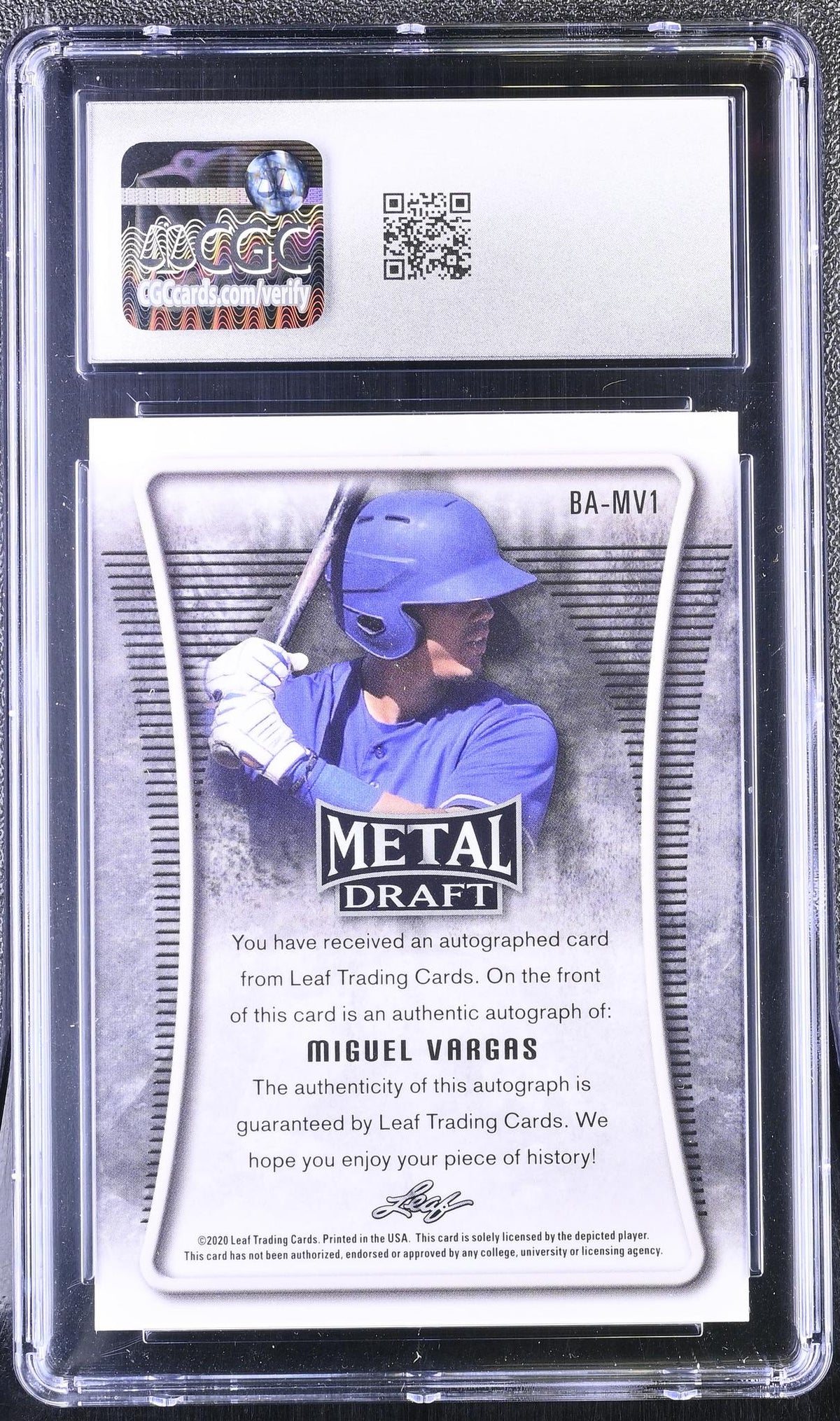 2020 Metal Draft #BA-MV1 Miguel Vargas Autographs Auto CGC 10