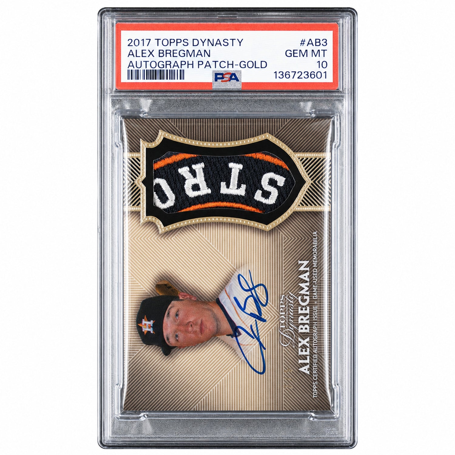 2017 Topps Dynasty Autograph Patch Gold Alex Bregman #AB3 1/1 PSA 10