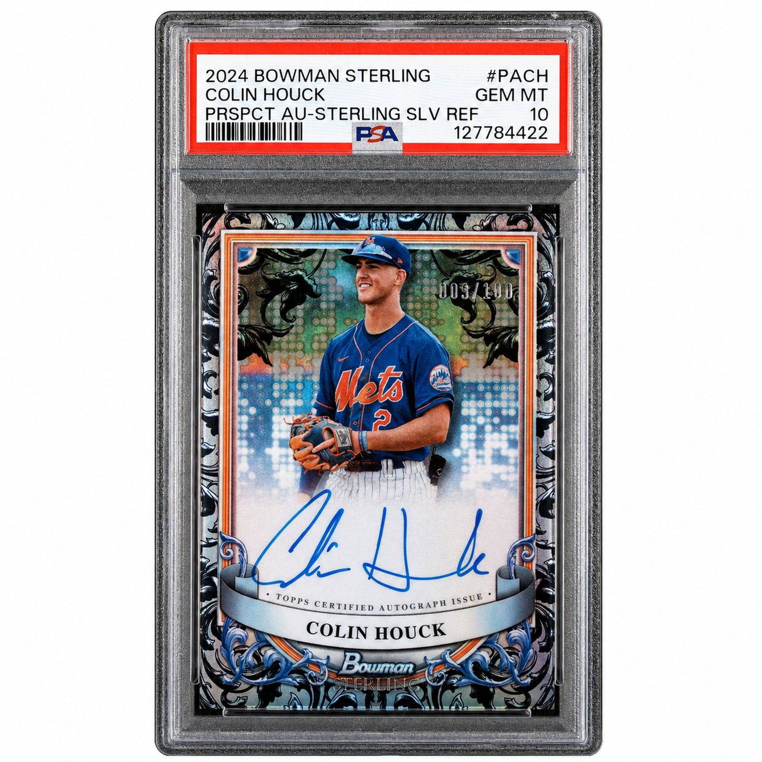 2024 Bowman Sterling Prospect Autographs Sterling Silver Refractor Colin Houck #PACH /199 PSA 10