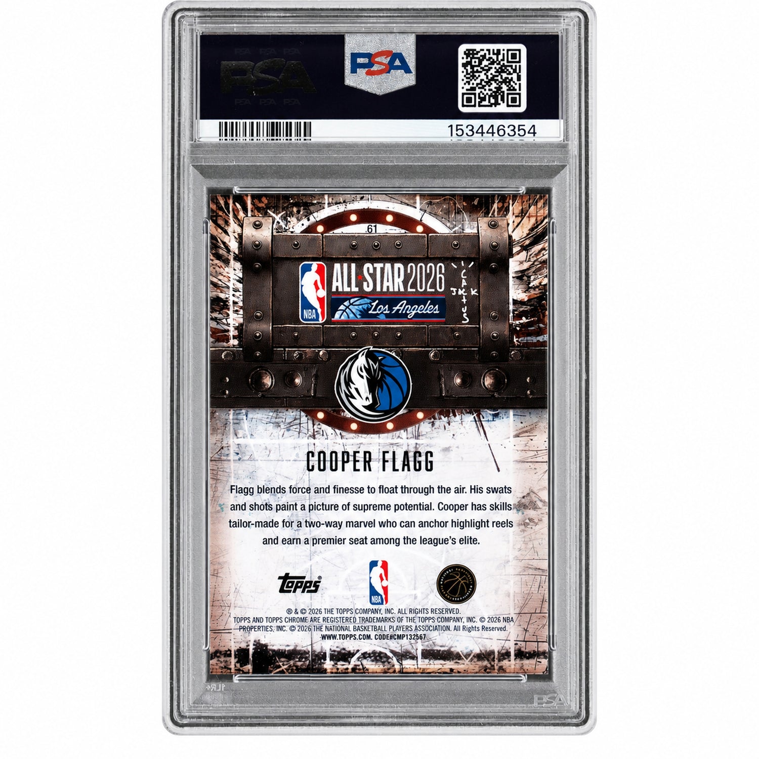 2025 Topps Chrome Cactus Jack X NBA All Star Game Orange Refractor Cooper Flagg #61 /50 PSA 10