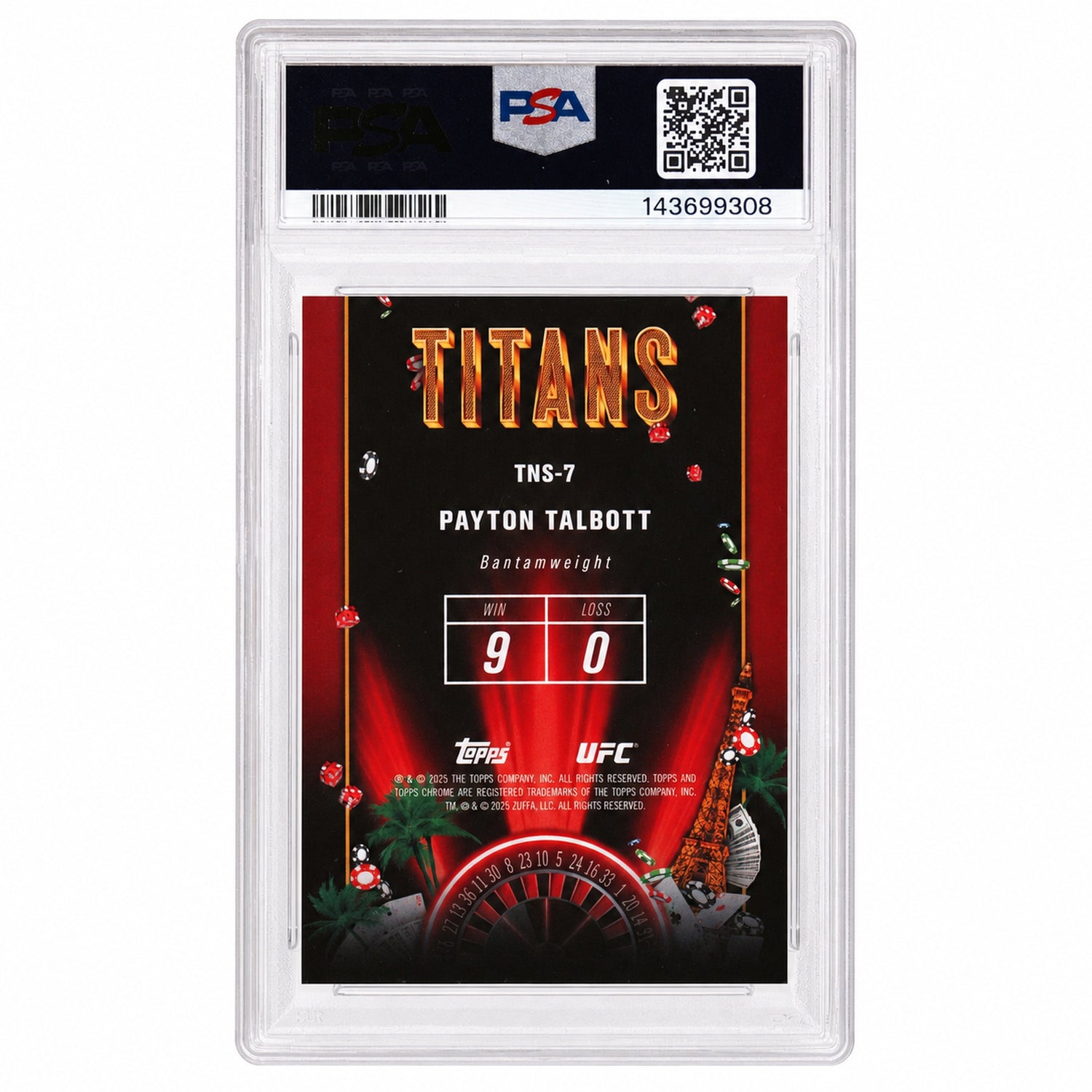 2025 Topps Chrome UFC Titans Payton Talbott #TNS7 PSA 9