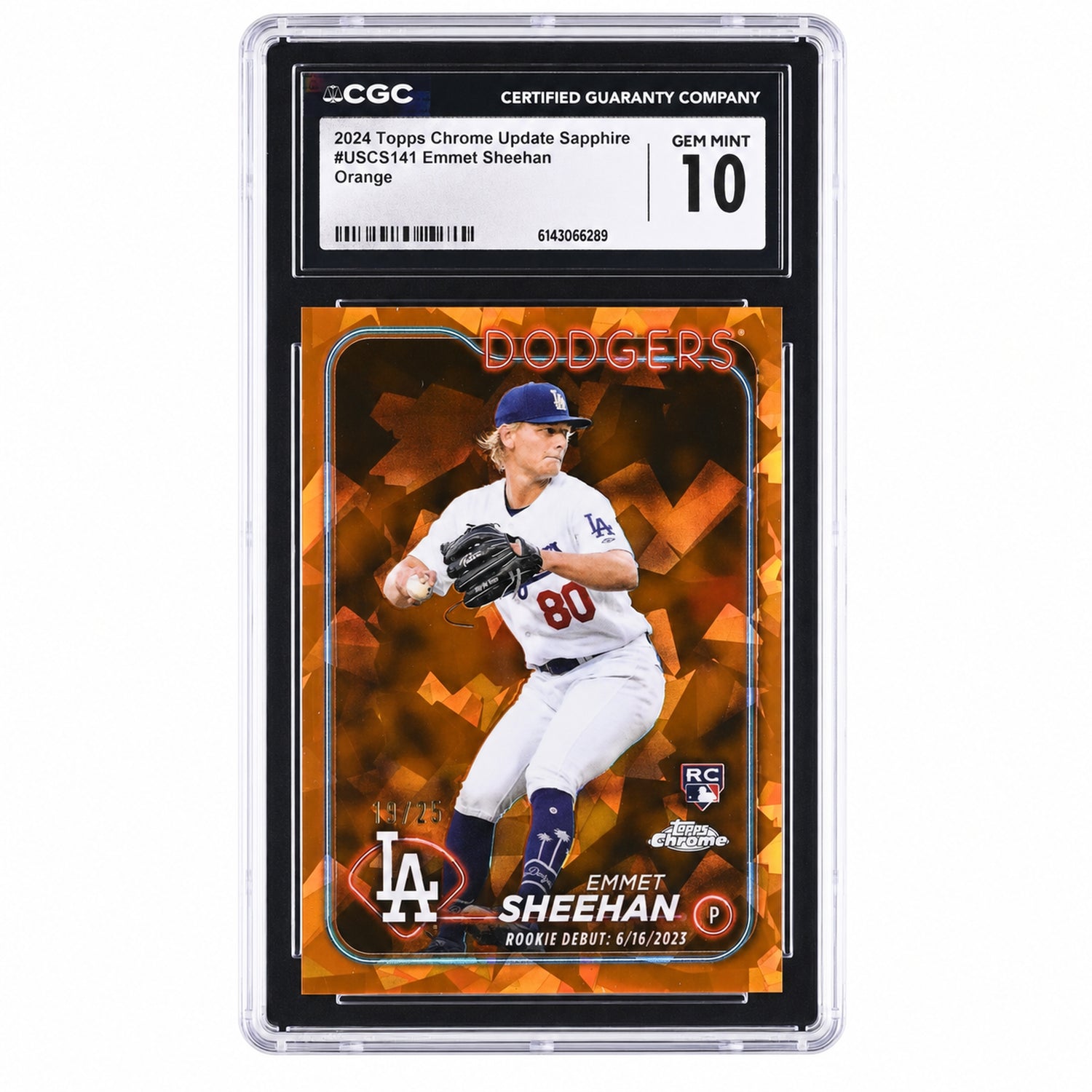 2024 Topps Chrome #USCS141 Emmet Sheehan Update Sapphire /25 CGC 10
