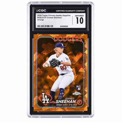 2024 Topps Chrome Update Sapphire Emmet Sheehan Orange #USCS141 /25 CGC 10