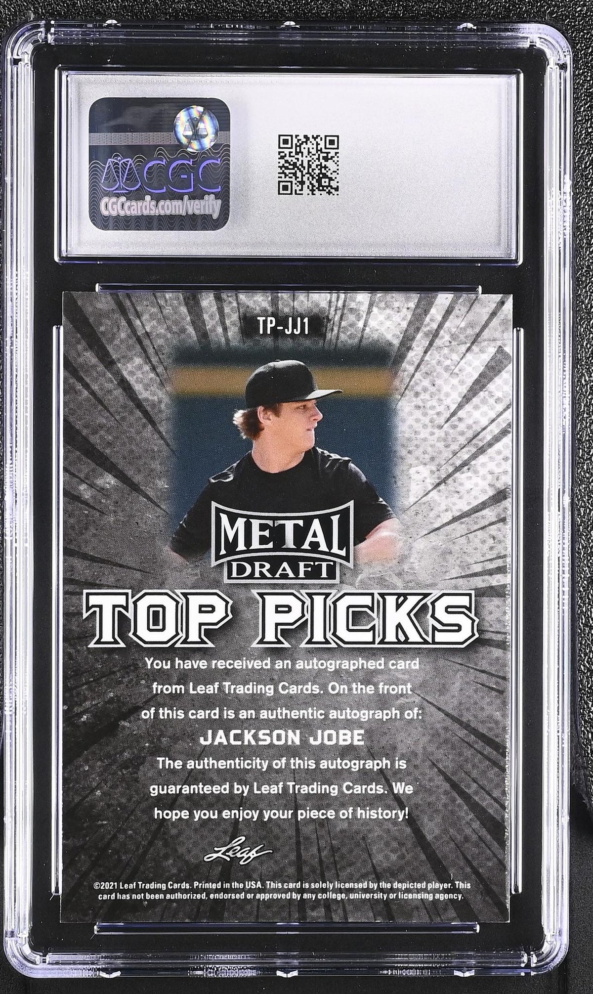 2021 Metal Draft #TP-JJ1 Jackson Jobe Top Picks CGC 10