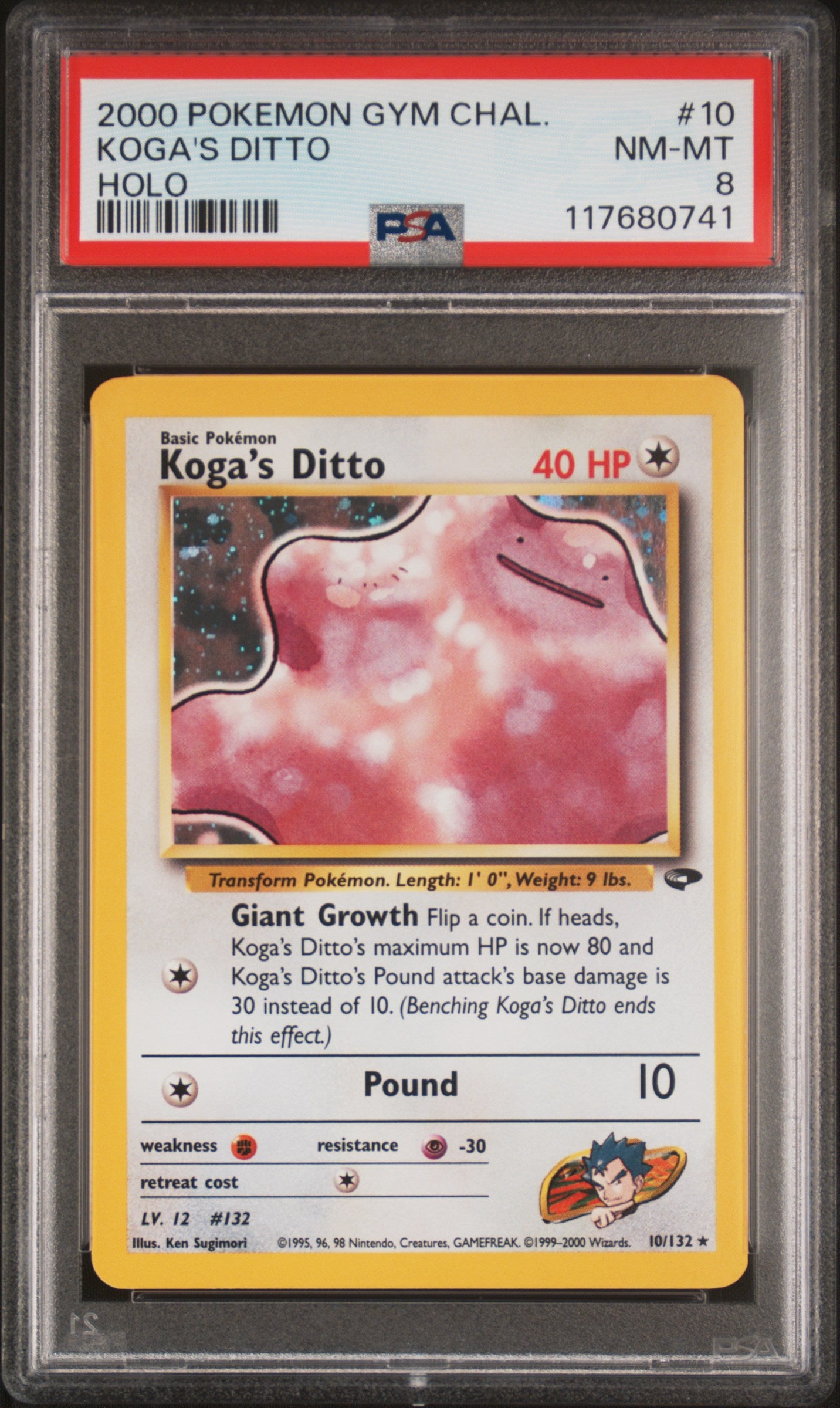2000 Pokemon Gym Challenge Holo Koga's Ditto #10 PSA 8