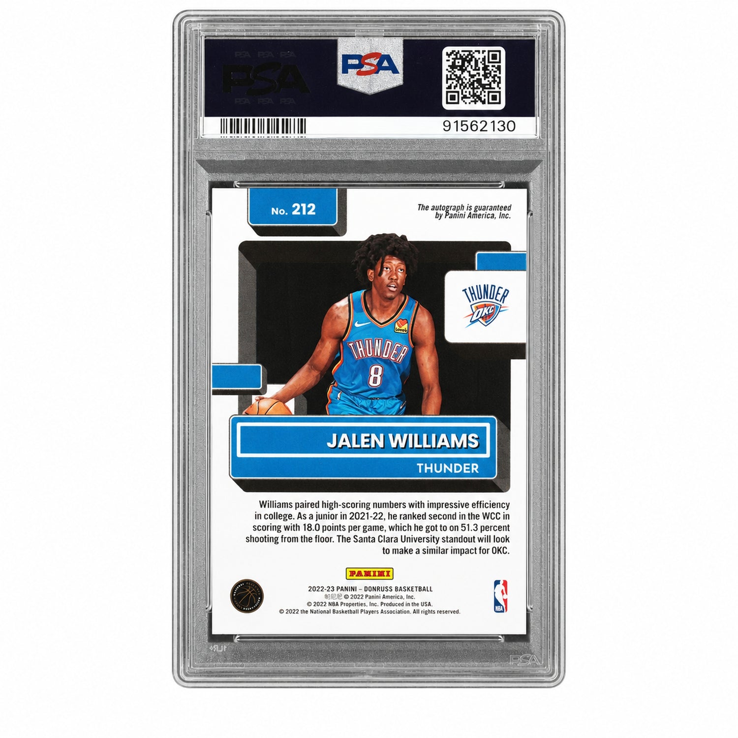 2022 Donruss Rated Rookie Signature Choice Jalen Williams #212 PSA 10