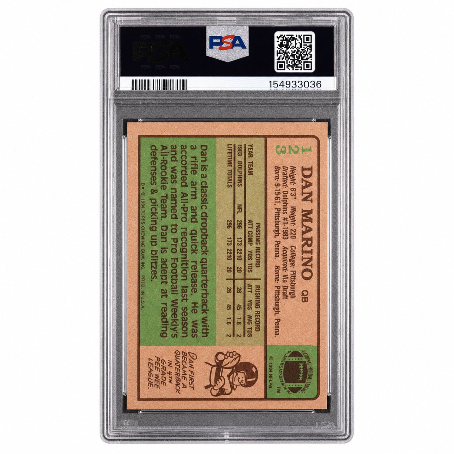 1984 Topps Dan Marino #123 PSA 8
