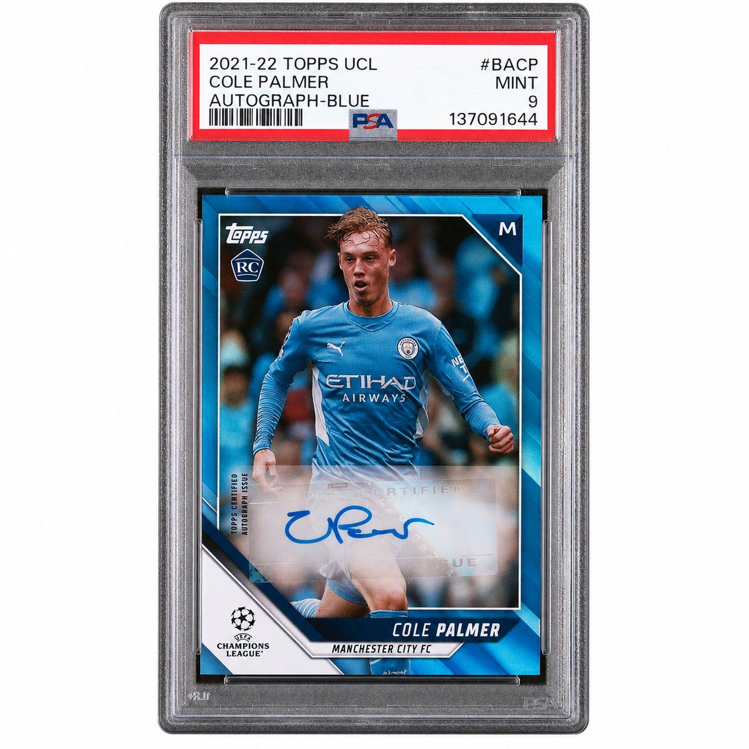 2021 Topps UEFA Champions League Autographs Blue Cole Palmer #BA-CP /99 PSA 9