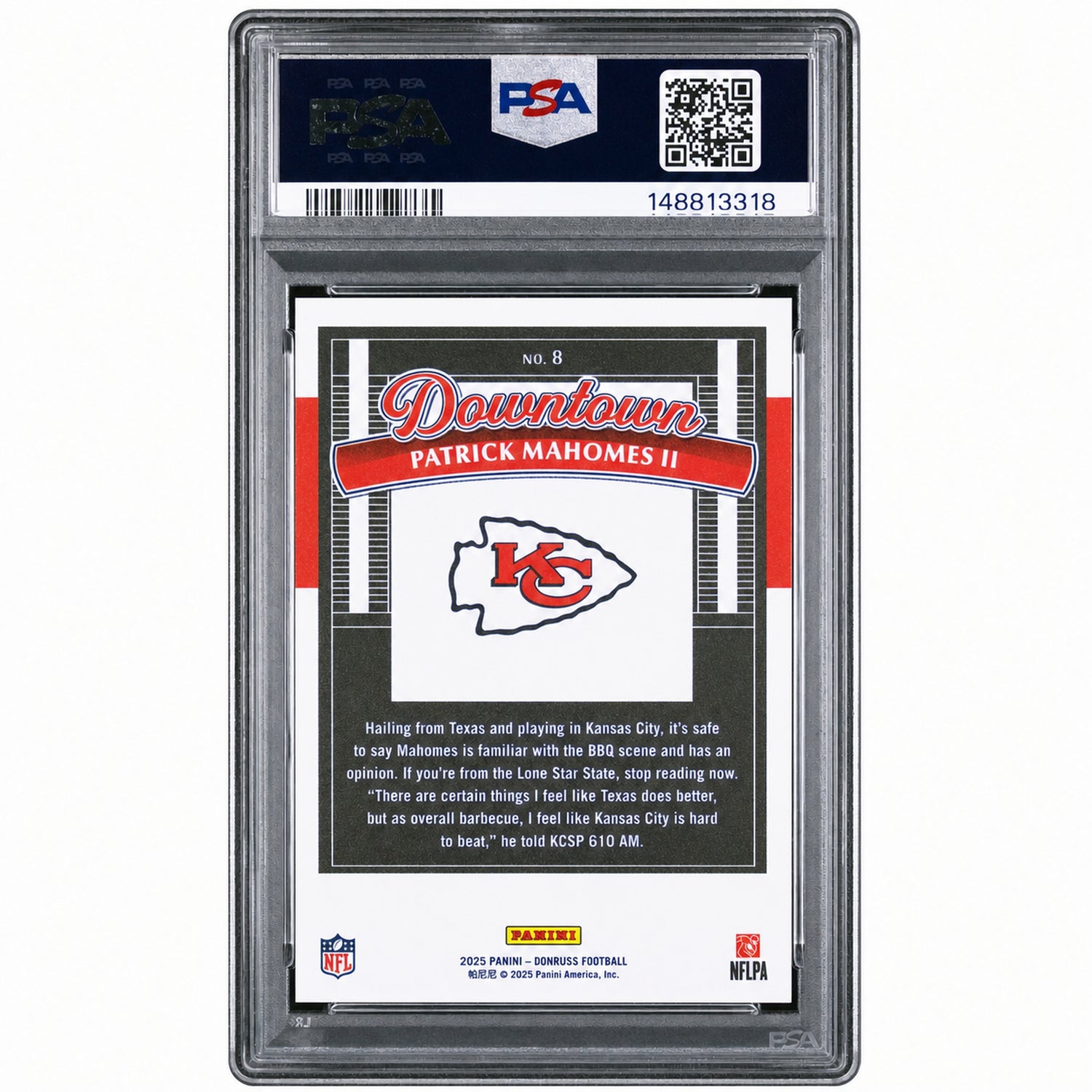 2025 Panini Donruss Downtown Patrick Mahomes II #8 PSA 10
