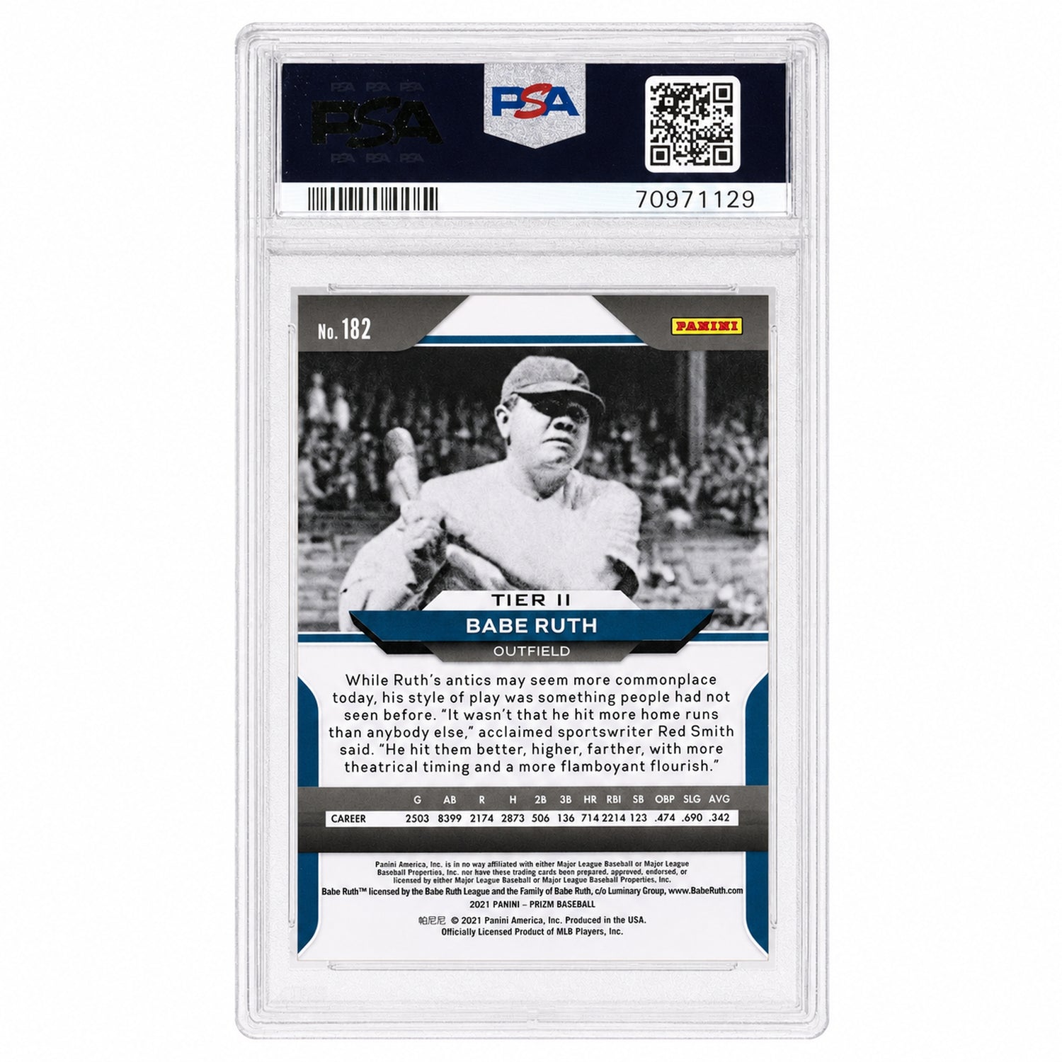 2021 Panini Prizm Babe Ruth #182 PSA 10
