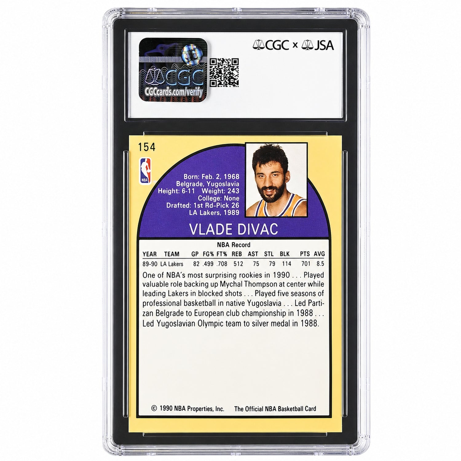 1990 Hoops #154 Vlade Divac CGC x JSA 10