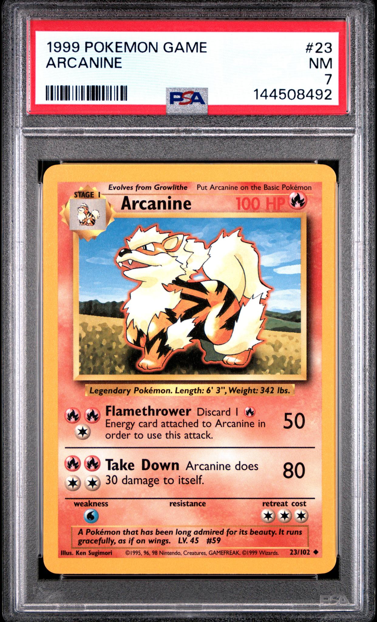 1999 Pokemon Base Set Arcanine #23 PSA 7
