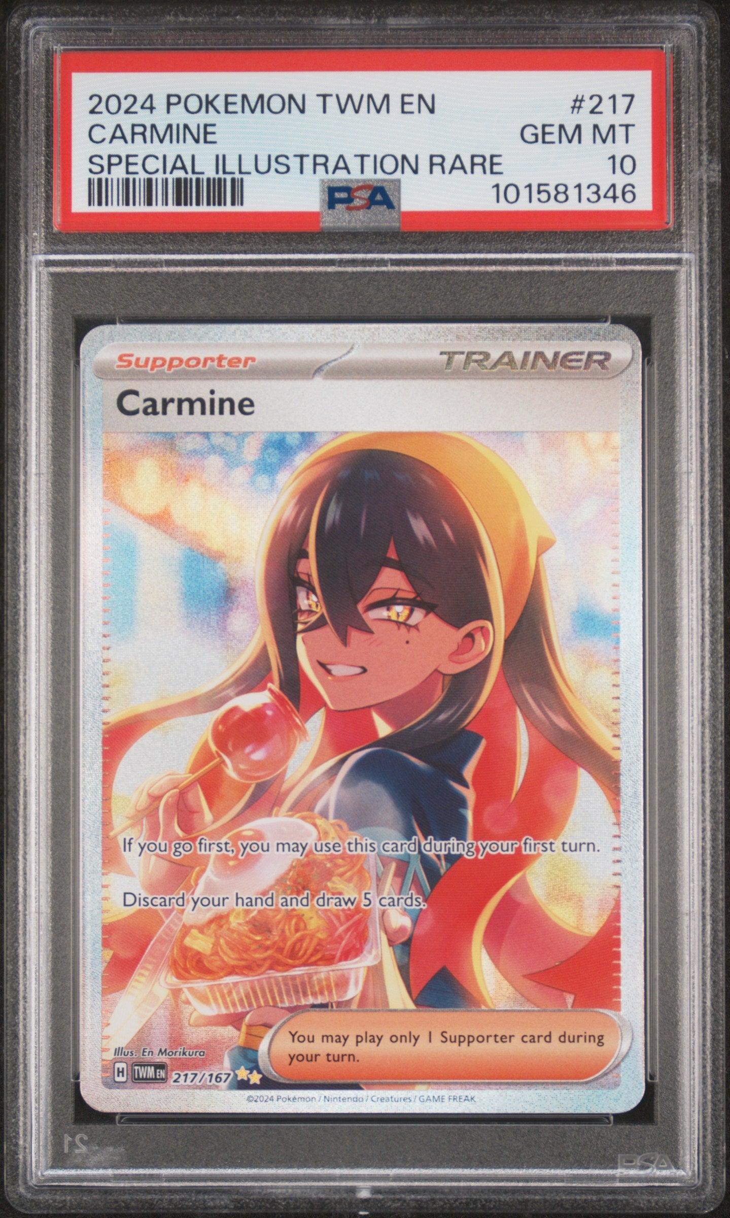 2024 Pokemon Scarlet and Violet Twilight Masquerade Special Illustration Rare Carmine #217 /167 PSA 10