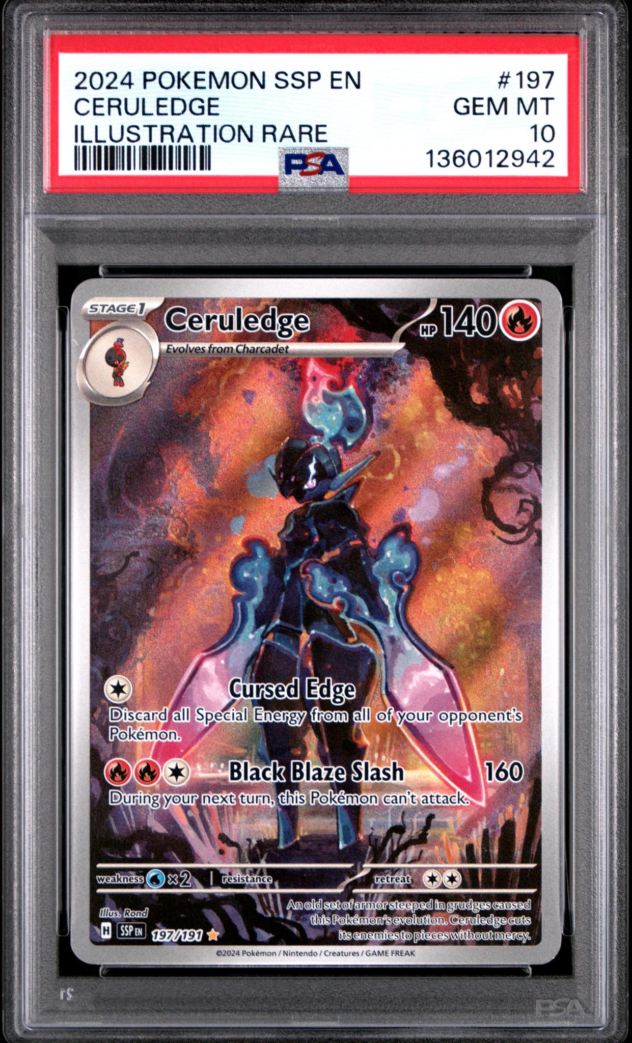 2024 Pokemon Scarlet and Violet Surging Sparks Illustration Rare Ceruledge #197 PSA 10