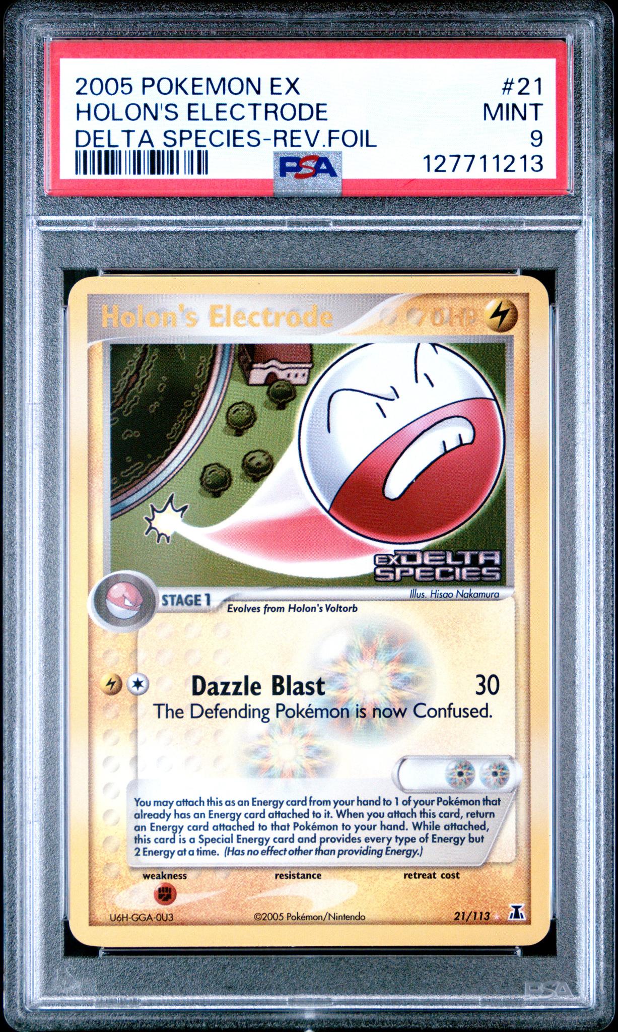 2005 Pokemon Ex Delta Species Reverse Holo Holon's Electrode #21 PSA 9