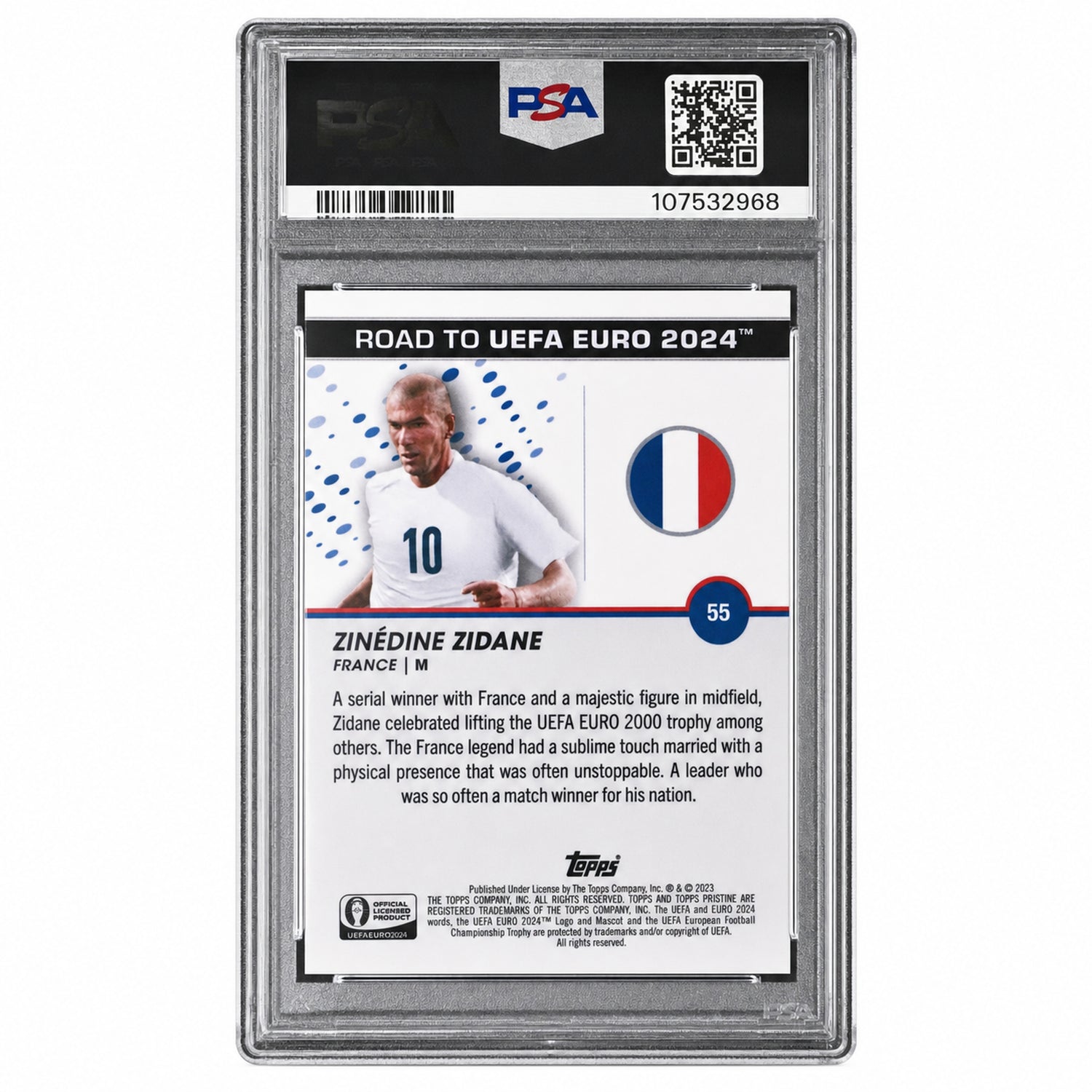 2023 Topps Pristine Road To UEFA Euro 2024 Purple Zinedine Zidane #55 /99 PSA 10