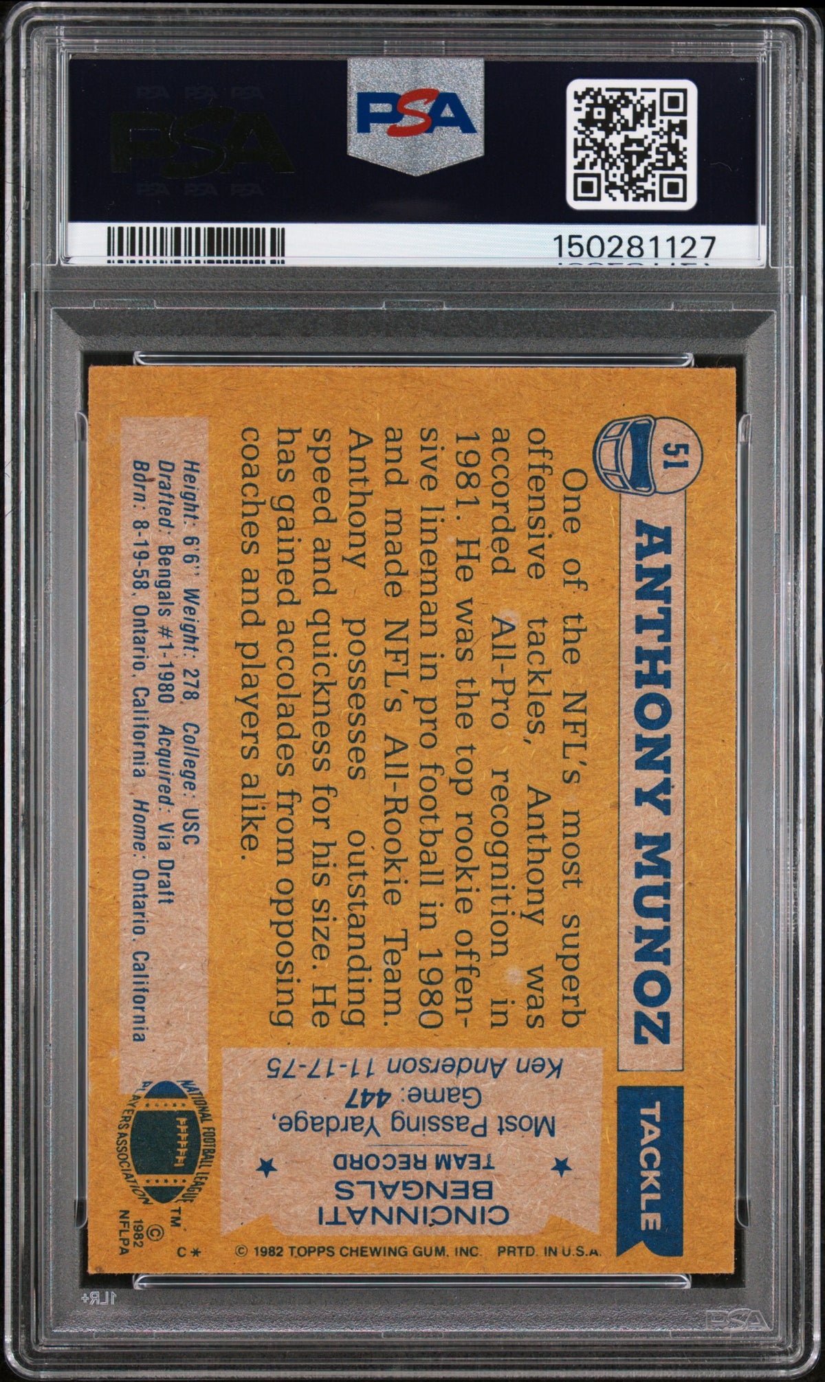 1982 Topps All Pro Anthony Munoz #51 PSA 6