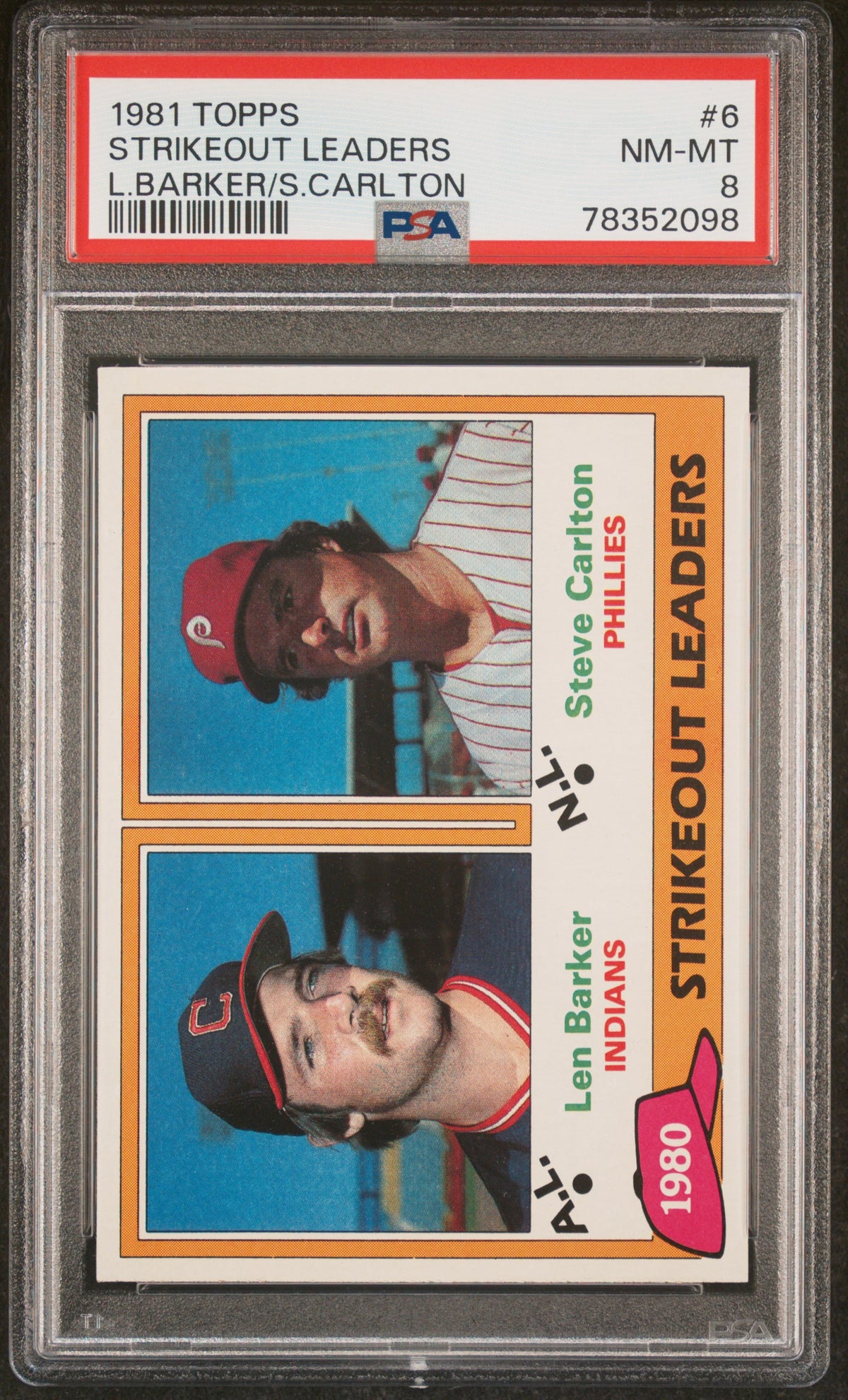 1981 Topps Len Barker/Steve Carlton #6 PSA 8
