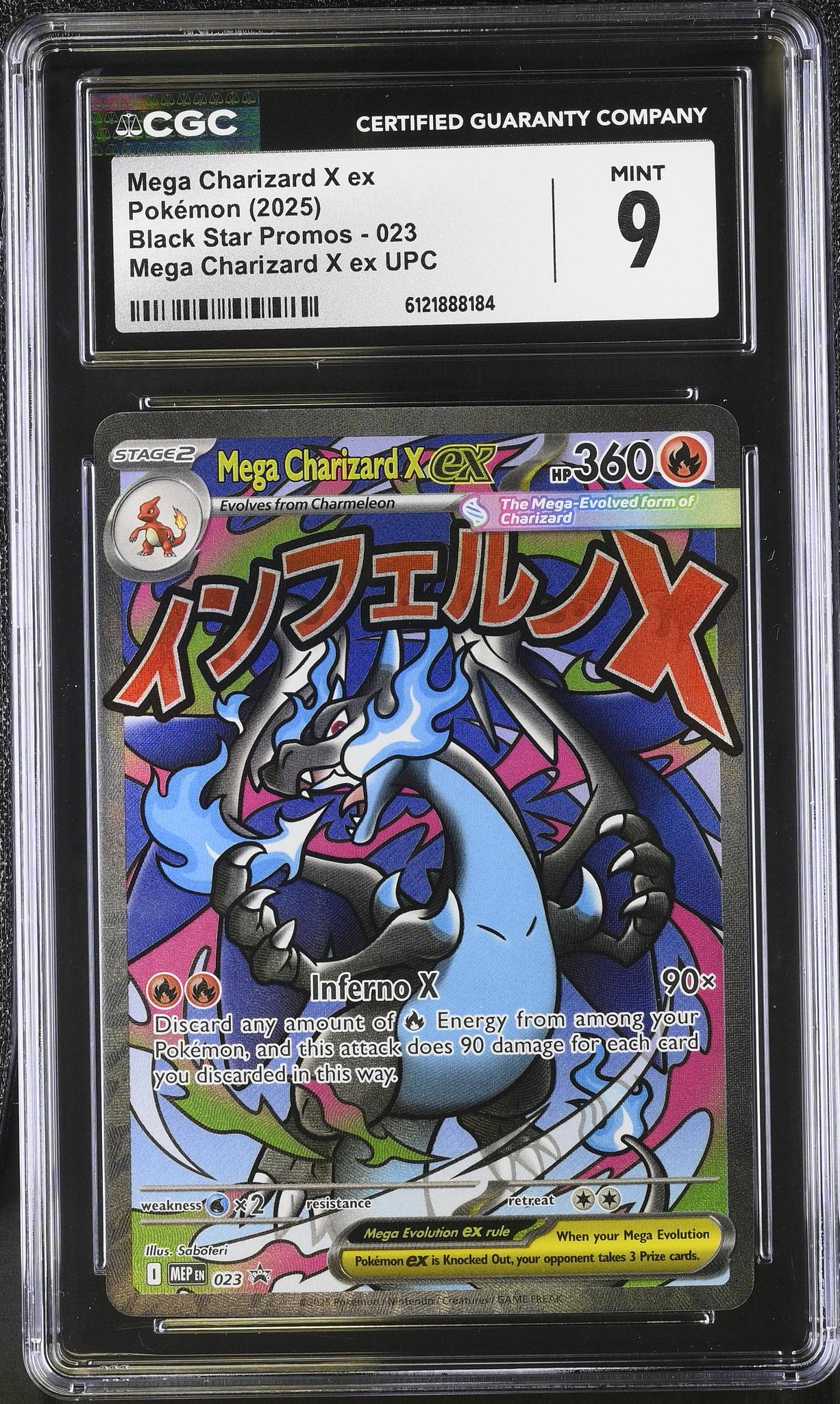 2025 Black Star Promos #023 Mega Charizard X Mega Charizard X ex UPC CGC 9