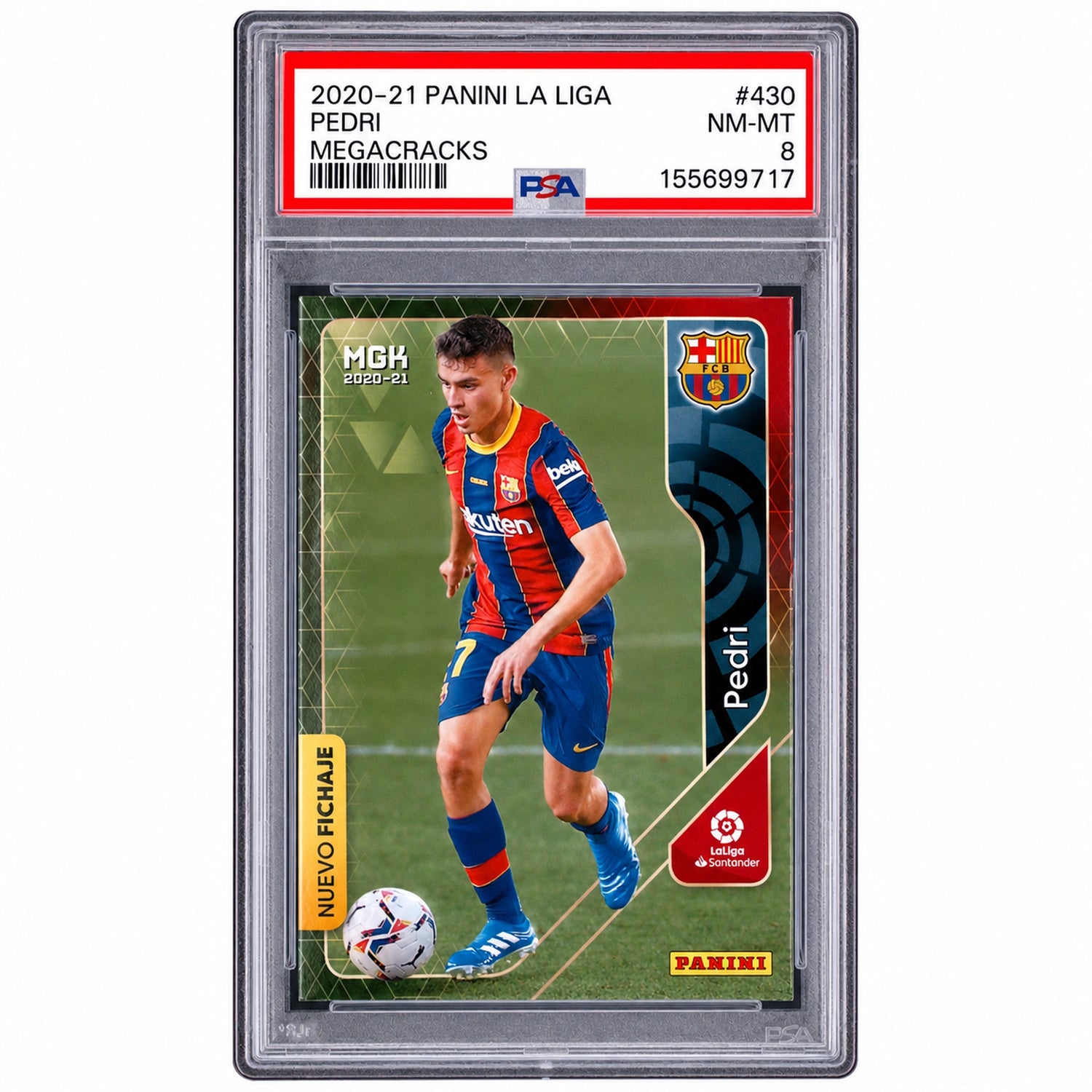 2020 Panini Megacracks La Liga Nuevo Fichaje Pedri #430 PSA 8