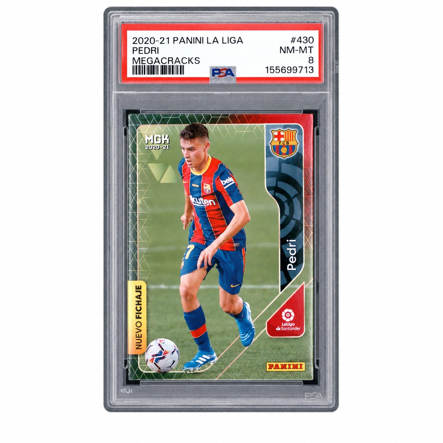 2020 Panini Megacracks La Liga Nuevo Fichaje Pedri #430 PSA 8
